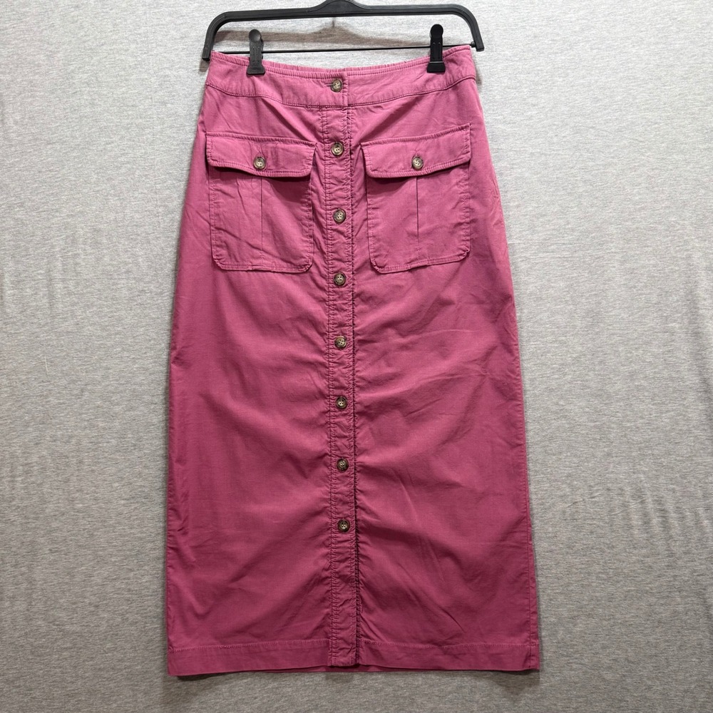 Nicole Miller Cargo Midi Skirt Womens Small Pink Button Front Utility Pocket